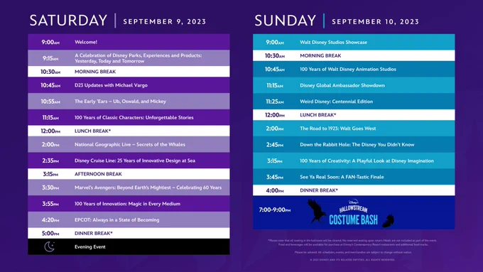 Destination D23 schedule released