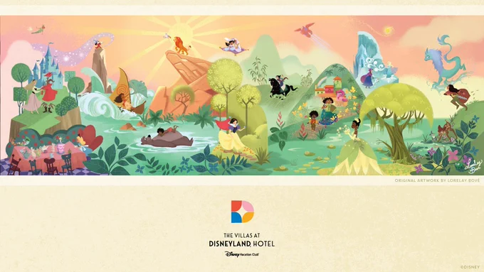 Disney released a new look at the mural created for The Villas at Disneyland Hotel